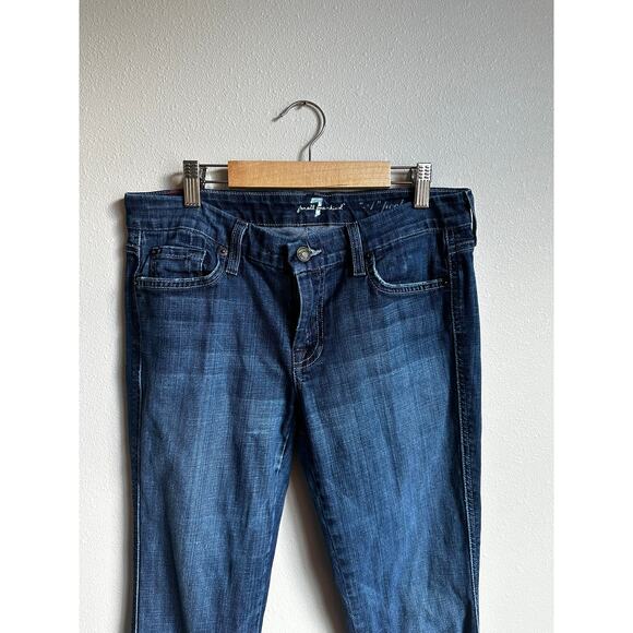 7 FOR ALL MANKIND "A" Pocket Dark Wash Rhinestone Embellished Jeans Size 29 - Picture 3 of 10